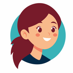 Vector portrait avatar of young pretty girl on white background