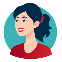 Vector portrait avatar of young pretty woman on a white background