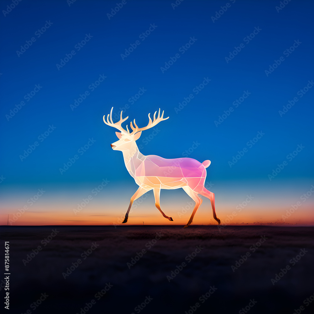 Poster deer in the sunset