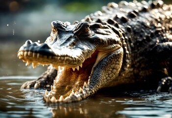 Obraz premium image crocodile stock water hd photographic 8k wallpaper hi-res download background photograph picture