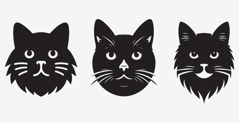 Cat silhouette isolated vector head tail full elegant new best cute sit design illustration animal pet collection full body head black and white download