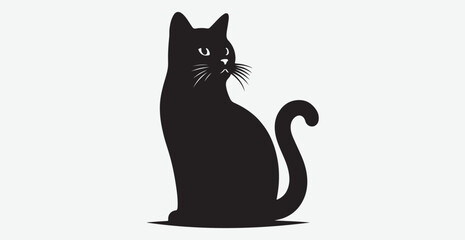 Cat silhouette isolated vector head tail full elegant new best cute sit design illustration animal pet collection full body head black and white download