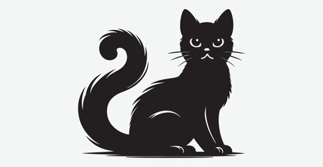 Cat silhouette isolated vector head tail full elegant new best cute sit design illustration animal pet collection full body head black and white download