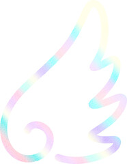 Obraz premium illustration of wing in holographic color theme with grainy texture hand drawn digital art painting 