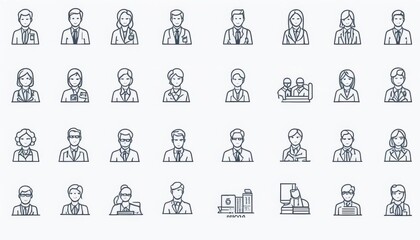 Obraz premium office people icon woman line icon symbol resources presentation collection simple illustration management icons vector human thin outline set business company set agreements