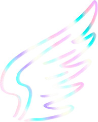 illustration of wing in holographic color theme with grainy texture hand drawn digital art painting 