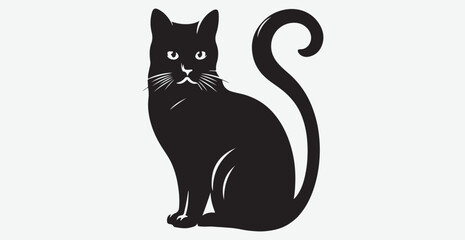 Cat silhouette isolated vector head tail full elegant new best cute sit design illustration animal pet collection full body head black and white download