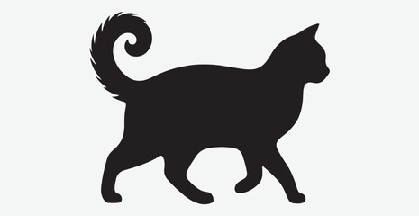 Cat silhouette isolated vector head tail full elegant new best cute sit design illustration animal pet collection full body head black and white download