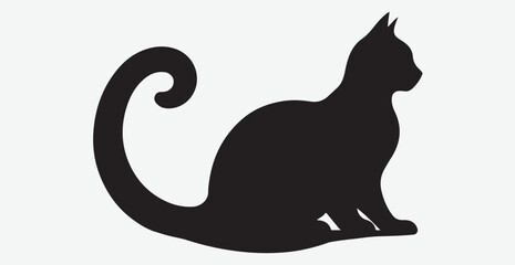 Cat silhouette isolated vector head tail full elegant new best cute sit design illustration animal pet collection full body head black and white download