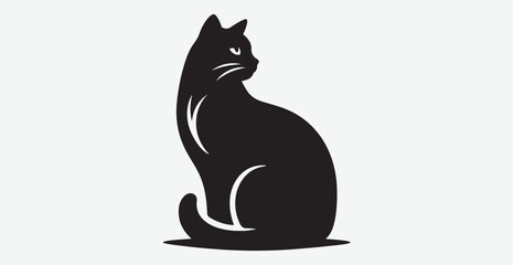 Cat silhouette isolated vector head tail full elegant new best cute sit design illustration animal pet collection full body head black and white download