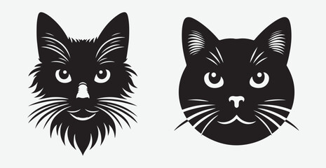 Cat silhouette isolated vector head tail full elegant new best cute sit design illustration animal pet collection full body head black and white download