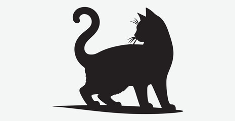 Cat silhouette isolated vector head tail full elegant new best cute sit design illustration animal pet collection full body head black and white download