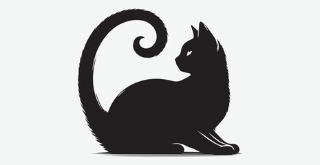 Cat silhouette isolated vector head tail full elegant new best cute sit design illustration animal pet collection full body head black and white download