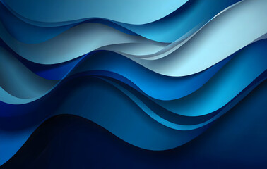 Fototapeta premium Dark blue paper waves abstract banner design. Elegant wavy vector background. Generative AI.