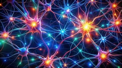 Obraz premium Abstract image of glowing neon nerves representing the concept of Nerves of Light, neon, glowing, abstract, nerves