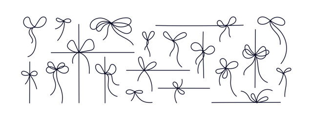 String bows gift ribbon line collection. Gift box
