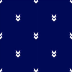 Seamless White Arrows Pattern on Dark Blue Background