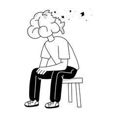 Brain loss mini illustration in doodle style 

