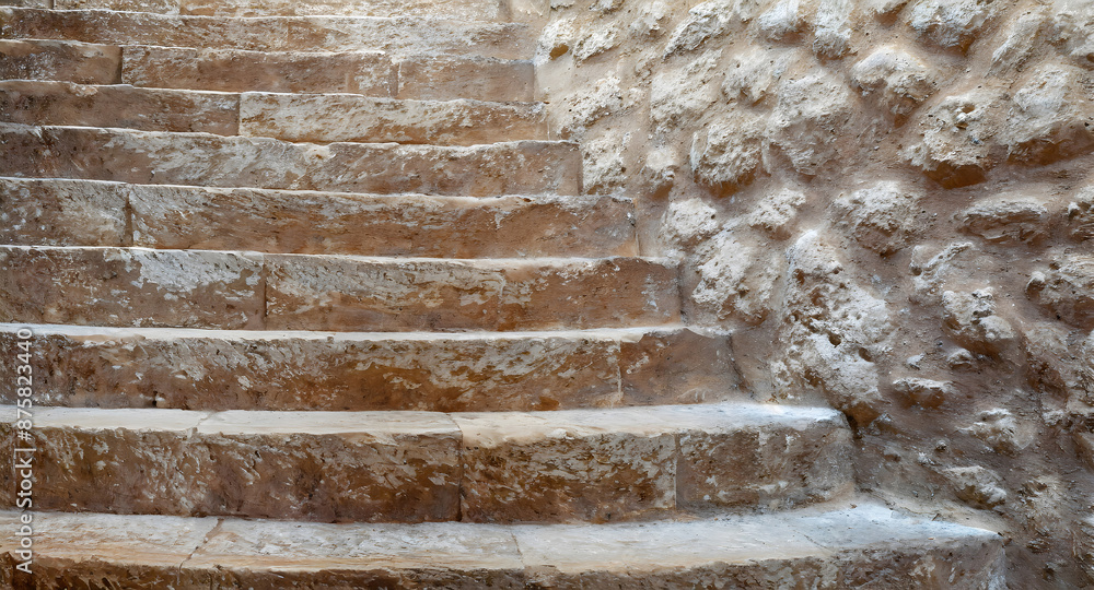 Poster design a digital texture representing the weathered steps of an ancient structure. generative ai.