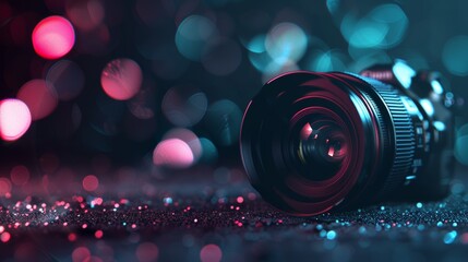 Close-Up of Camera Lens on Dark Background