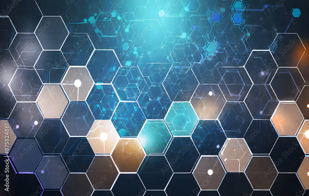 Aufkleber digital hexagon abstract background. generative ai.