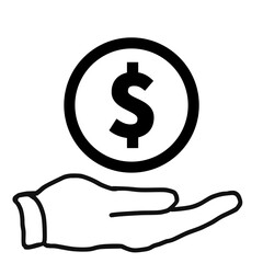 Hand holding american dollar icon