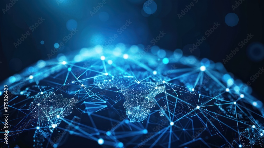 Poster global metaverse internet connection with interface background
