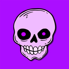 purple skull art illustration hand drawn