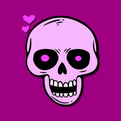 purple skull art illustration hand drawn