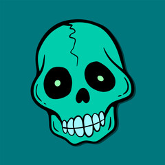 green skull art illustration hand drawn 