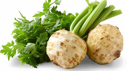 celery and celery isolated on white background. 
