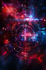 Obraz premium Abstract Digital Interface with Red and Blue Lights