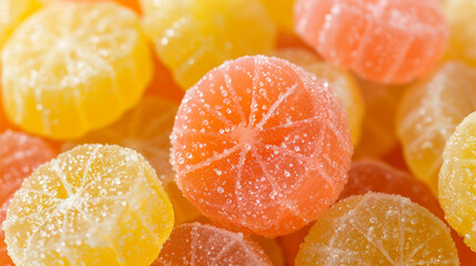 lemon yellow and orange sugar coated dome shaped candy wallpaper