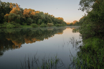 autumn trees reflected in water