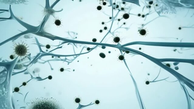 Detailed view of intricate neural network and brain cells