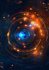 Obraz premium Blue and orange technology background