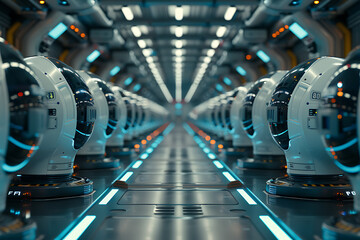 Futuristic Robotics Workplace Canvas Art: Cutting-Edge Innovation