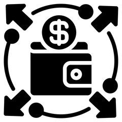 Expense icon for fintech, financial, finance, banking, digital, innovation, security, money, bank, tech, cryptocurrency, blockchain and technology