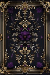 Obraz premium Simple Greek ornament frame card design with purple accent.