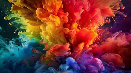 Obraz premium Bursting Colors: Dynamic Paint Explosion Desktop Wallpaper