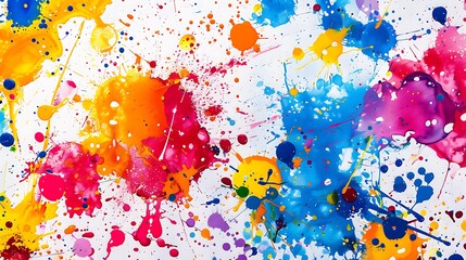 Abstract Multicolor Paint Splatters on Colorful Desktop Background - Lively Design Concept for Creativity and Artistic Expression