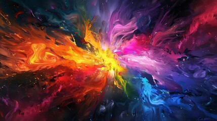 Vibrant Paint Explosion - Abstract Energetic Desktop Background with Dynamic Lively Colors