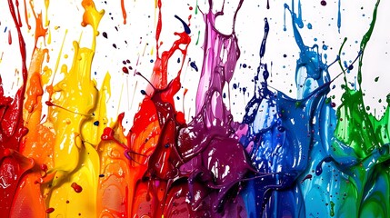 Dynamic Colorful Paint Splatters - Vibrant Desktop Wallpaper with Abstract Artistic Design