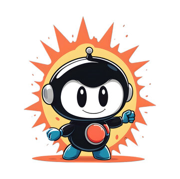Create a cute and charming logo featuring a flirty male bomb character inspired by the 80's Bomberman game and the style of Cuphead. The design should be in black and white only, with no background. T