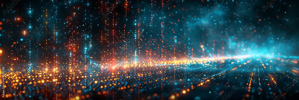 Poster cyber security landscape: empty canvas and encryption