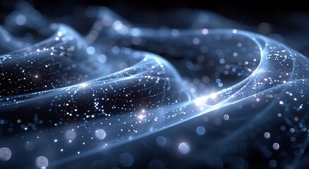 Cosmic light arcs dance in 3D abstraction.