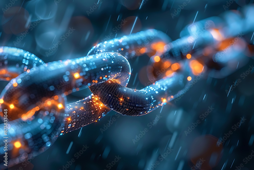 Poster unlocking blockchain potential with canvas concept