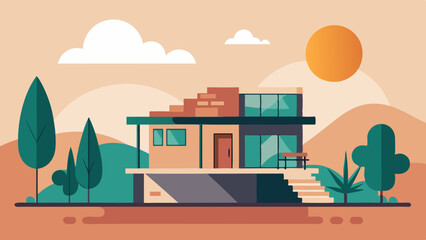 Vacation home vector art illustration