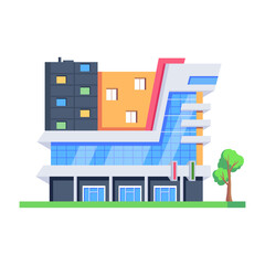 Download this isometric icon of shopping precinct

