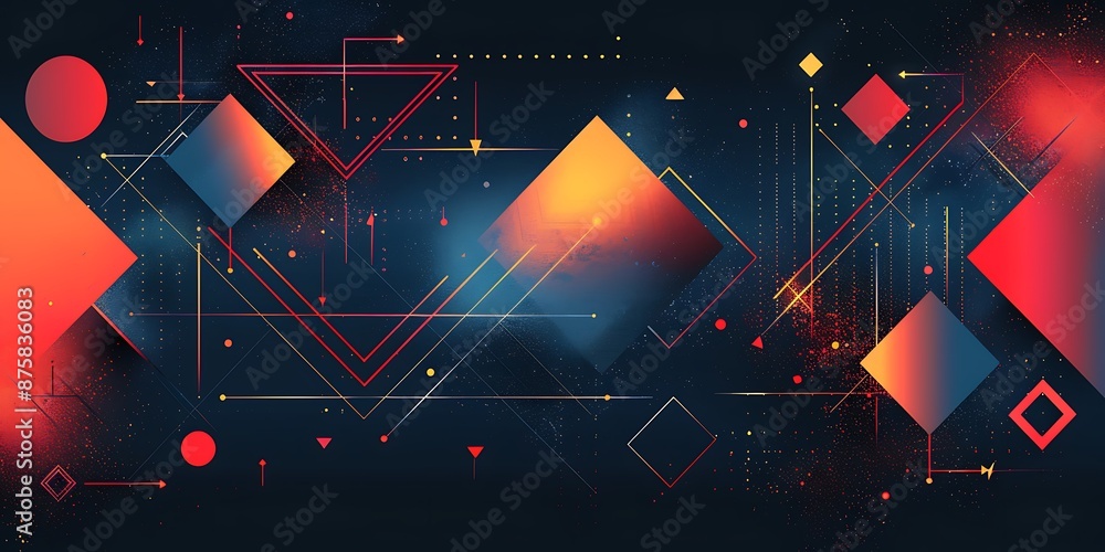Fototapete abstract background with geometric shapes in vibrant,triangles, and hexagons, forming a clean abstra